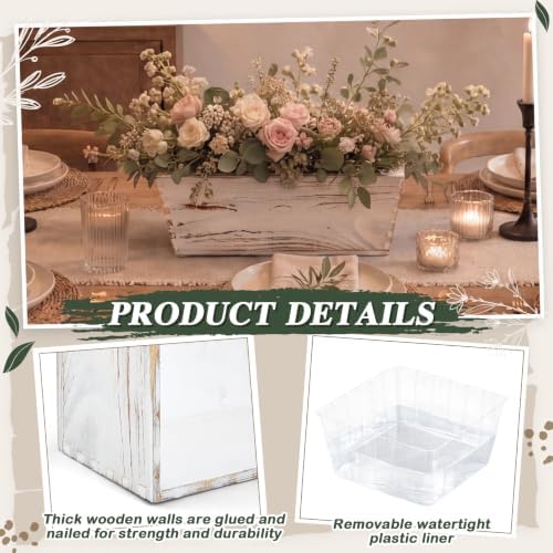 Dandat 4 Set 8 Inch Wooden Flower Box Rustic Table Centerpieces,White - Image 3