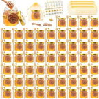 XING-RUIYANG 1.5 oz Mini Honey Jars，60 pack baby shower favors,There's honey sticks, bee pendants, stickers and gold goodie bags，Suitable for wedding party gifts by CelebrateEveryMoment