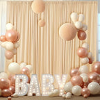 20ft x 10ft Wrinkle Free Champagne Backdrop Curtains for Parties Weddings, Thick Silky Polyester Fabric Photo Backdrop Drapes, 4 Panels 5X 10 ft Background Cloth for Birthday Baby Shower Photography - Image 5