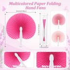 Mifoci 60 Pcs Pink 24 Pcs Round Paper Folding Fans Bulk for Party - Image 2