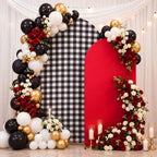 Tegeme 2 Set Gingham Arch Backdrop Cover 7.2ft 6.6ft Arch Cover, Black,Red - Image 4