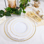 WDF Partyware 350 Pieces Gold Disposable Plates for 50 Guests, Plastic Plates for Party, Dinnerware Set of 50 Dinner Plates, 50 Salad Plate, 50 Spoons, 50 Forks, 50 Knives, 50 Cups for Wedding/Party - Image 6