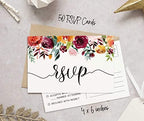 RSVP Postcards (Set of 50) 4"X6" Blank with Mailing Side,RSVP Reply Response Cards for Wedding Floral Script Style Print Return Cards - Image 4