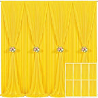 8 Panels Yellow Backdrop Curtain for Parties Wrinkle Free Lemon Yellow Photo Curtains Backdrop Drapes Fabric Decoration for Birthday Party Wedding Baby Shower 40ft(W) x 10ft(H) by Tao-GePartyDecorations