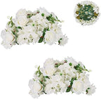 BLOSMON Faux Flower Balls Table Centerpieces, 2 Pcs, White, 14.2" Diameter by Blosmon