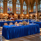 6 Pack Royal Blue Satin Table Clothes for 8 Foot Rectangle Tables - 8FT Wrinkle Resistant Glitter Rectangle Tablecloths, Party Table Covers for Wedding Banquet, Baby Shower, Birthday, Holiday Dinner by WishCare