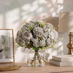 Tigeen 12 Bundles Artificial Flowers Bouquet Silk Peonies, Green - Image 3
