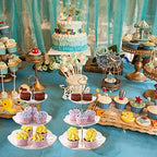 3-Tier Porcelain Embossed Cupcake Stand - Pure White Rimmed with Gold Dessert Cake Stand - Pastry Serving Tray Platter for Tea Party, Wedding and Birthday - Image 7