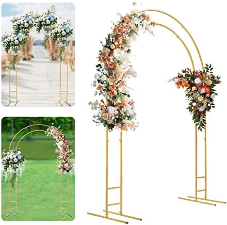 7.2ft Gold Wedding Arch Stand w/Double-Tube Design - Metal Flower & Balloon Backdrop Frame for Indoor/Outdoor Parties, Baby Showers - Image 2