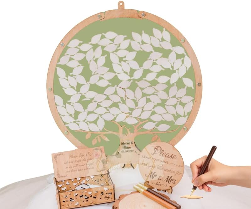 Wedding Guest Book Alternative, Rustic Family Tree Signature Frame Sign in by Handmade