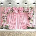 12x8ft Pink Bow Backdrop Floral Coquette Flowers Photography Background for Girls Women Birthday Party Decorations Wedding Bridal Backdrops Banner Photo Booth Props by Uokiuki