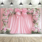 20x10ft Pink Bow Backdrop Floral Coquette Flowers Photography Background for Girls Women Birthday Party Decorations Wedding Bridal Backdrops Banner Photo Booth Props by Uokiuki