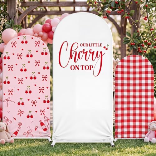 Tingjoo 3 Pcs Our Little Cherry on Top Baby Shower Arch Backdrop Cover by Tingjoo
