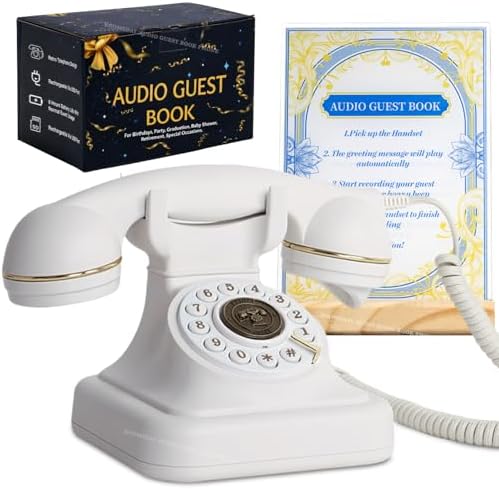 Audio Guest Book Wedding Phone with Signage, Vintage Voice Message Recorder Telephone with Premium Gift Box for Special Events,Bridal Shower,Birthday Party,Baby Shower,Anniversary by ROOMEDAL