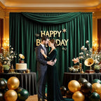 10x10ft Wrinkle Free Hunter Green Backdrop Curtain for Parties, Soft Wedding Dark Green Curtain Backdrop, Polyester Photo Backdrop Drapes for Birthday Party Baby Shower Photography Background - Image 2