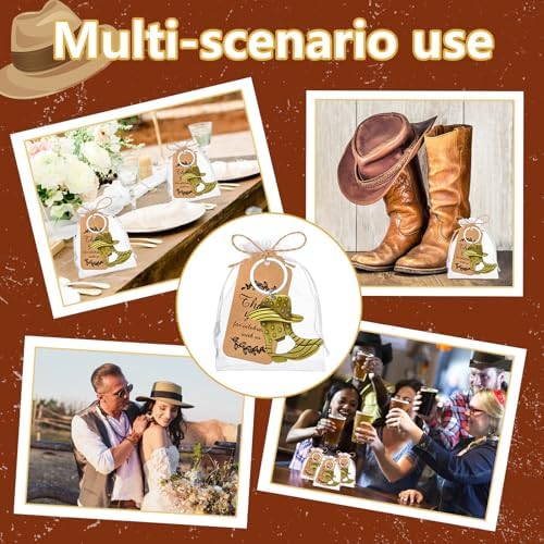 50Set Cowboy Boot Bottle Opener Keychains Baby Shower Return Favors for Guests, Western Bottle Opener Souvenirs for Wedding Birthday Quinceanera Party Favors (Bronze 50pcs) - Image 3