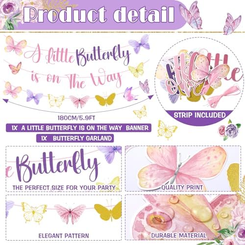 405 Pcs Butterfly Party Decorations Purple Plates Cups Napkins - Image 3