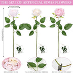 48 PCS Champagne & Pale & Light Pink Roses Artificial Flowers - Image 2