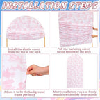 Remagr 2 Pcs Toile De Jouy Pink Floral Arch Backdrop Cover (7.2ft, 6ft) - Image 6