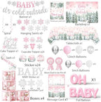 Baby It’s Cold Outside Baby Shower Decorations, Pink Winter Baby Shower Decorations for Girl Winter Woodland Tablecloth Banner Backdrop Balloon Box Cupcake Topper Hanging Swirl for Girl Gender Reveal - Image 6