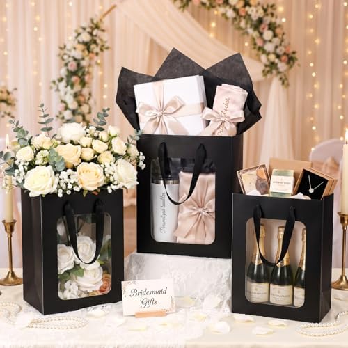Zhanmai 36 Pcs Kraft Paper Gift Bags with Clear Window Handles, Black - Image 3