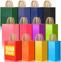 100 PCS Medium Gift Bags with Handles, 7.88"x4.73"x10.64" Party Favor Bags, 12 Colored Goodie Bags for Birthday Party, Kraft Paper Gift Bags Bulk for Wedding, Baby Shower, Celebrations, Party Supplies by Unknown
