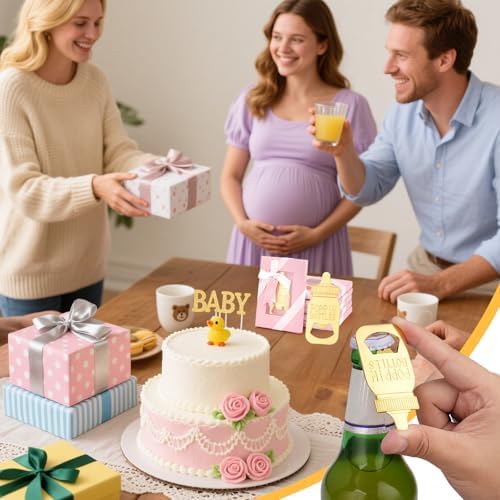 32 Pack Baby Bottle Shaped Poppin Bottle Openers - Baby Shower Favors with Gift Box, Gender Reveal Party Decorations, Wedding Souvenirs & Return Gifts for Guests (Pink) - Image 5