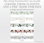 Personalized Water Bottle Labels with Choice of 30 Flower Styles - Choose Font and Pre-Made Phrases or Design Custom Text - LABELS ONLY (016 Pink and White Flowers, 2 inch (8.5x2")) - Image 4