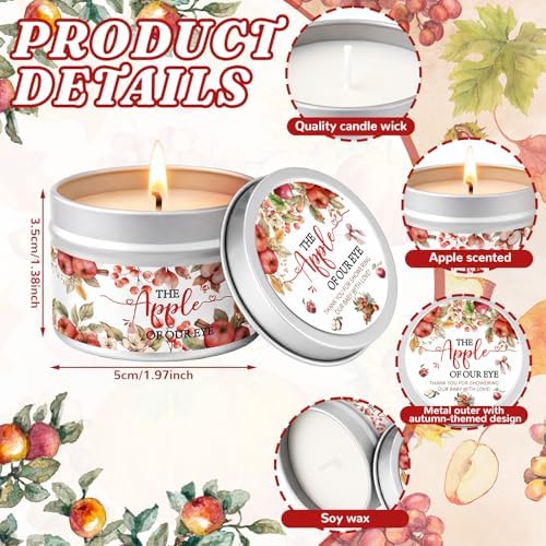 WILLBOND 12 Pcs The Apple of Our Eye Baby Shower Candle Favor Fruit Scented - Image 2