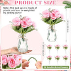 Zeyune 37 Pcs Silk Peonies with Vases Fake Flowers,Pink,Perfume - Image 3