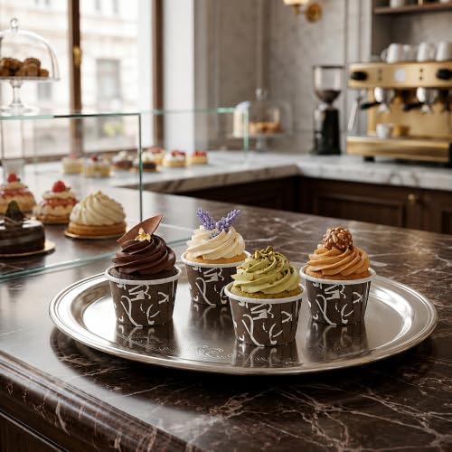 Restaurantware Panificio 1.6 Ounce Baking Cups 200 Pleated Cupcake Liners - Oven-Ready Freezable Brown And White Paper Muffin Cases Disposable Chocolate Wisp For Wedding Parties Baby Showers - Image 4