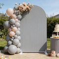 Double-Sided Arch Frame Fabric Cover Beige White Ripples Arched Panel Stand Cover for Wedding Birthday Baby Shower Parties Decoration (Grey-HP813,3X6ft) by AOSTO