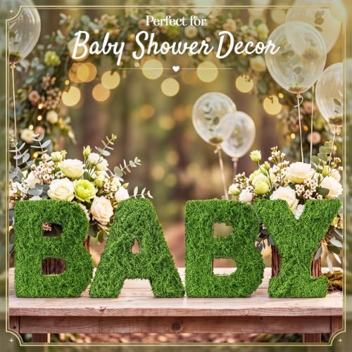 4 Pcs Moss Baby Letter Centerpiece, Green Grass Alphabet - Image 5