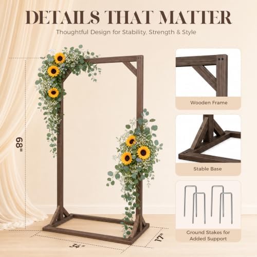 Wooden Welcome Sign Stand, 68" x 34" x 17" Heavy Duty Sign Holder Stand Wood Easel w/ Poster Design Templates for Wedding, Bridal Shower, Baby Shower, Birthday Party - Image 2