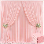 4 Panels Blush Pink Backdrop Curtain for Parties Pink Wrinkle Free 20ft x 10ft Backdrop Drapes for Baby Shower Wedding Birthday Photo Gender Reveal Photography Polyester Fabric Background Decoration by Suppromo