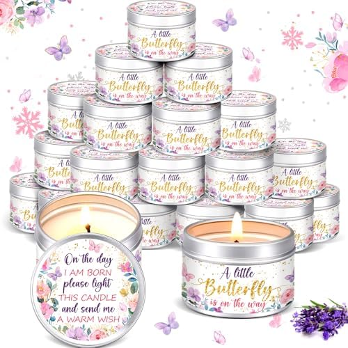MTLEE Butterfly 24 Pcs Baby Shower Party Favors Candles Lavender Scented Baby Shower Favors for Guests Rustic Tealights Candles Gender Reveal Return Gifts(Gold, 1.2 Oz) by CelebrateEveryMoment