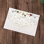 DORIS HOME 50pcs White Personalized Laser Cut Flora Lace Invitation Cards - Image 2