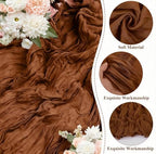 24 Pack Brown Cheesecloth Table Runner 17"x108" Boho Gauze Fabric Table Runner Vintage Rustic Sheer Runners for Wedding Party Bridal Baby Shower Table Decorations - Image 6
