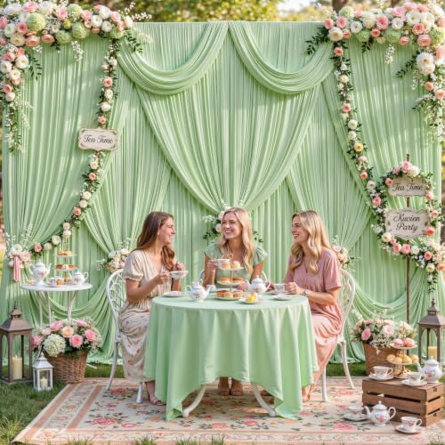 8 Panels Sage Green Backdrop Curtain for Parties Wrinkle Free Dark Green Photo Curtains Backdrop Drapes Fabric Decoration for Weding Baby Shower Birthday Party Photography 40ft(W) x 10ft(H) - Image 3