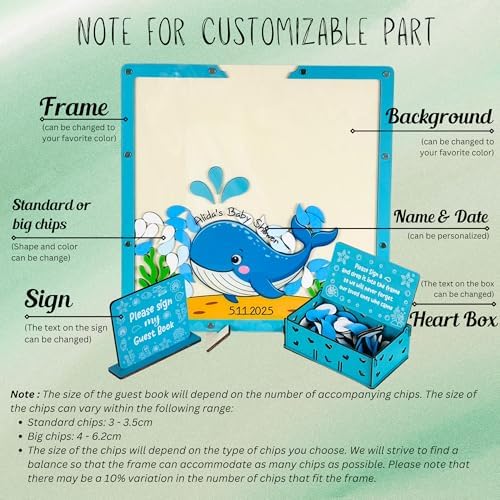 Ocean Whale Baby Shower Guest Book Alternative Drop Box Frame Under the Sea - Image 6