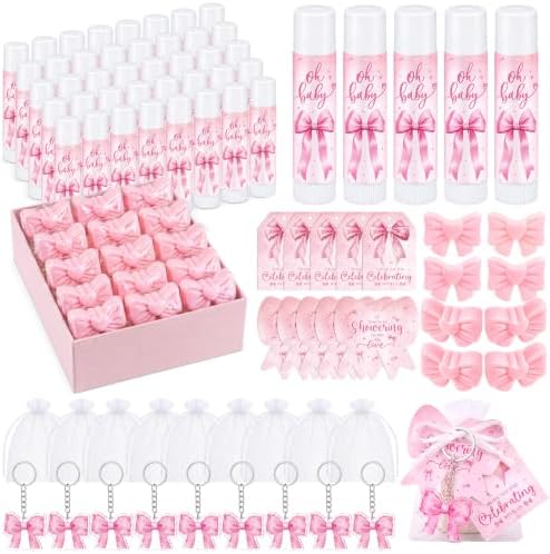 288 Pcs Baby Shower Favors Set for Guests,Pink,Bow by Dansib