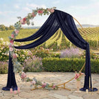 Pack of 2 Wedding Arch Drape Panel Fabric 30" x 100ft - Navy Blue - Image 3