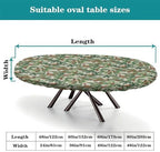 A Winter's Day Fabric Collection - Winter Chickadees White Print Oval Table Cloths Waterproof & Stain Resistant Elastic for Dining Camping Indoor and Outdoor Fits for 42" x 60" Oval Table - Image 4