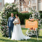 White Croblissful 50" Easel Stand for Wedding Sign Adjustable, Metal - Image 3