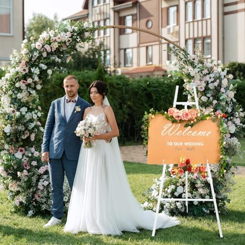White Croblissful 50" Easel Stand for Wedding Sign Adjustable, Metal - Image 3