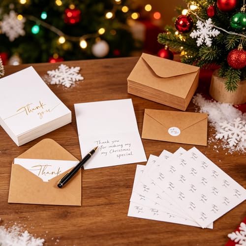 200 Pack Thank You Cards with Envelopes Bulk, Cream Blank Thank You Notes 4 x 6 Inch with Stickers, Elegant Classy Note Cards for Wedding, Business, Graduation, Baby Shower, Bridal Shower & Memorial Service (Cream Card + Black Font) - Image 5