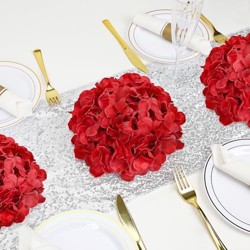 Red Hydrangea Flower Balls for Centerpieces,12 PCS, 8 Inch - Image 6