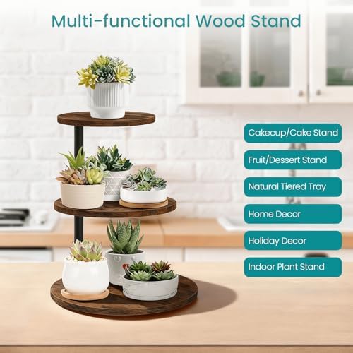 ELITEROO 3 Tier Cupcake Stand for 50 Cupcakes, Rotating Wooden Cake Stand - Image 4