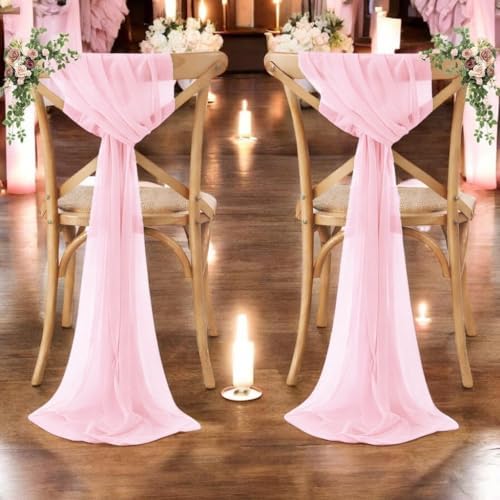 MDS Pack of 75 Chiffon Chair Sashes for Wedding & Event Décor - Blush Pink - Image 6