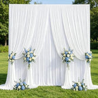 40x10ft White Backdrop Curtain Panels for Parties - Wrinkle Free Polyester Photo Curtain Backdrop Wedding Back Drop Fabric Drapes for Party Decorations Background for Photography by WishCare